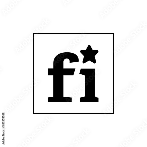 Black fi logo with a star in a square frame, representing a simple and modern design element image
