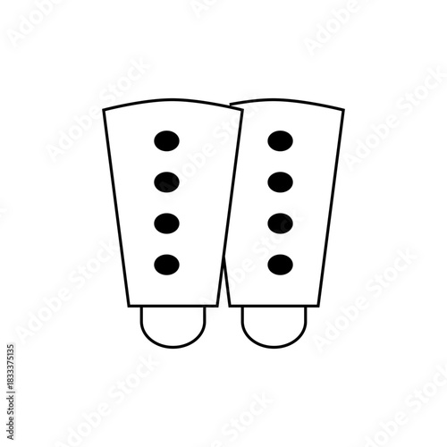 Illustration of two white arm guards with black circular accents arranged in vertical columns design