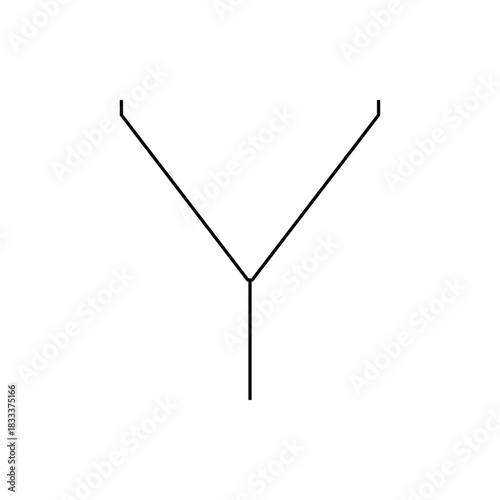 A simple line drawing of a y shape in black on a white background with a minimalist design style