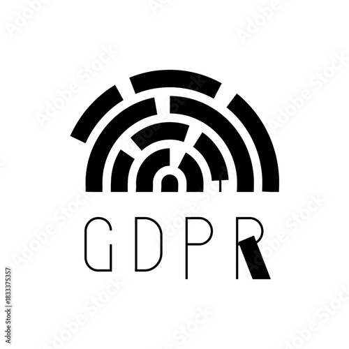Abstract gdpr logo with concentric segmented arcs forming a semi circle above the text gdpr in black