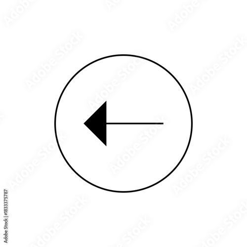 Arrow pointing left inside a circle with a line extending from the arrow to the right side end point
