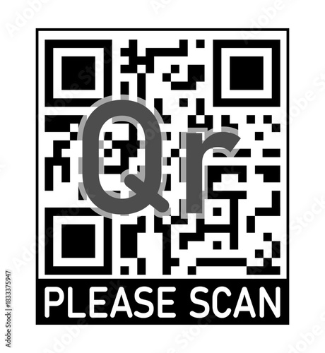 QR code. Scan me. QR code scan icon. QR code template Please scan with your smartphone. Can be used for templates, user interfaces, websites, mobile applications. Vector illustration