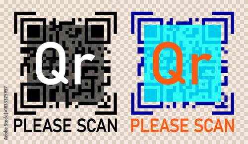 QR code. Scan me. QR code scan icon. QR code template Please scan with your smartphone. Can be used for templates, user interfaces, websites, mobile applications. Vector illustration