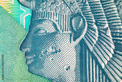 20 Pounds Egypt with a portrait of Queen Cleopatra. National currency of Egypt. Polymer money.