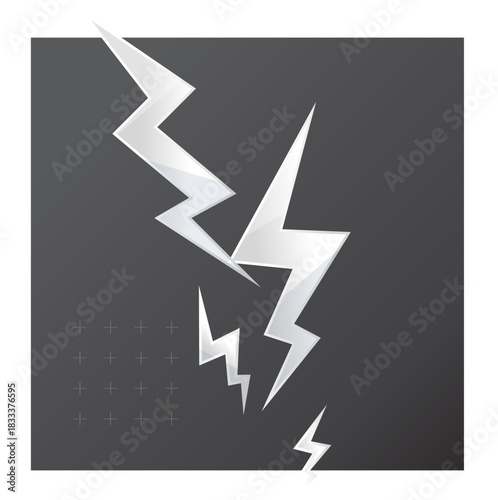 Lightning Bolt on Black Background - Stock Illustration