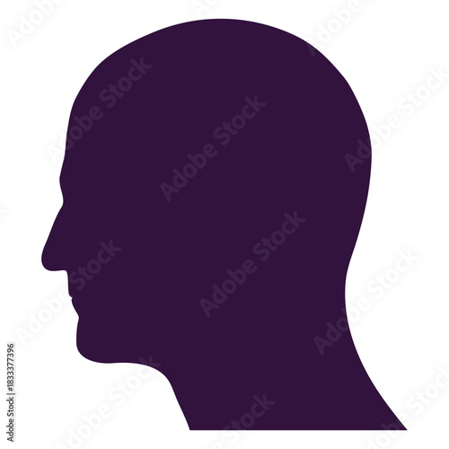 Face left facing bald man silhouette
