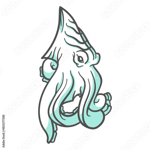 Folklore creature kraken moving hand drawn