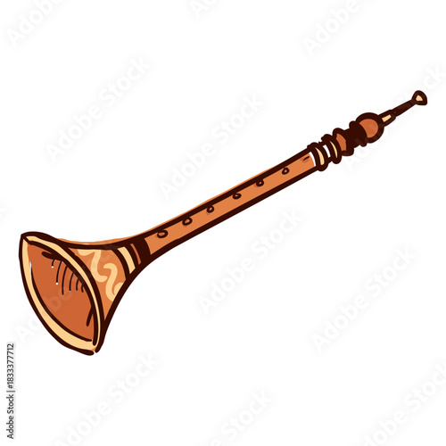 Indian musical instrument shehnai hand drawn
