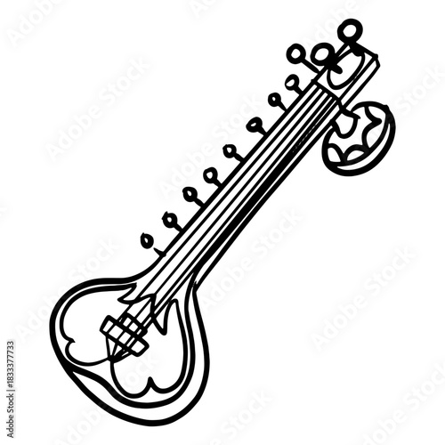 Indian musical instrument sitar stroke