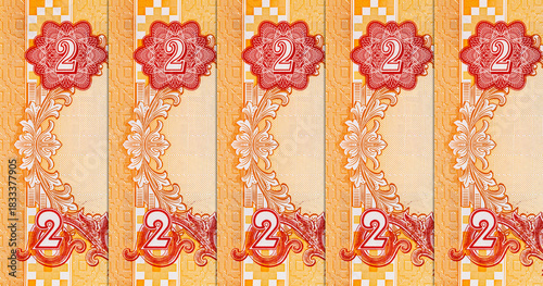 2 hryvnia of Ukraine fragment banknote for designers. Paper money of Ukraine.