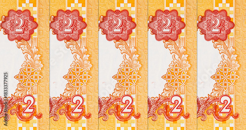 2 hryvnia of Ukraine fragment banknote for designers. Paper money of Ukraine.