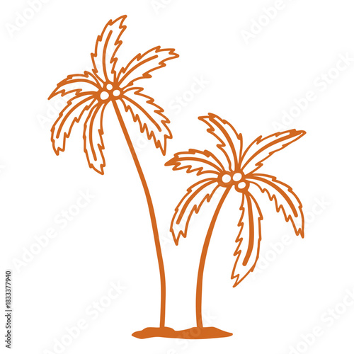Palm coconut tree hand drawn