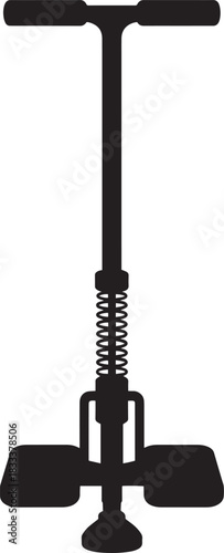 Kids jumping pogo stick silhouette vector illustration fun childhood activity leisure exercise fitness equipment.