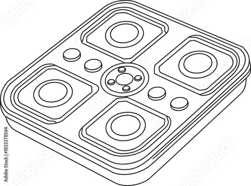 Reel to reel audio tape cartridge drawing square container for sound recording medium
