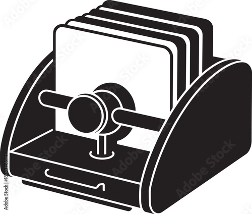Rolodex device silhouette black business tool for organizing contacts information and office supplies