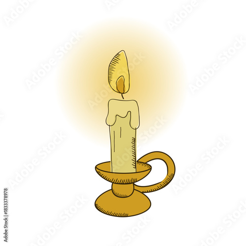 vintage doodle candle in a candlestick