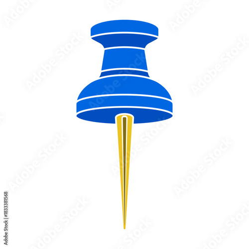 Blue Plastic Push Pin Graphic Illustration