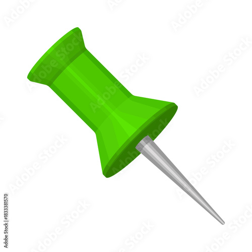Green Push Pin Realistic clip art Illustration