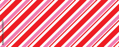 Candy cane Christmas background, peppermint diagonal stripes print seamless pattern