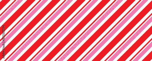 Candy cane Christmas background, peppermint diagonal stripes print seamless pattern