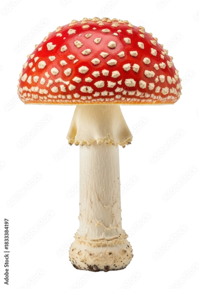 Obraz premium Vibrant red toadstool mushroom forest floor nature isolated on transparent background