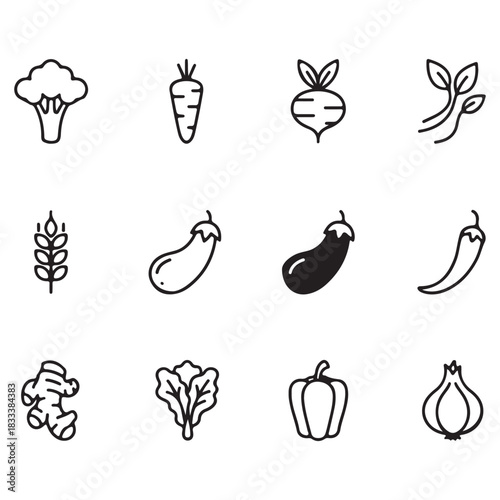 vegetable icons set vector illustration