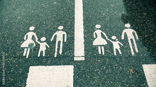 Family parking lot symbol on asphalt