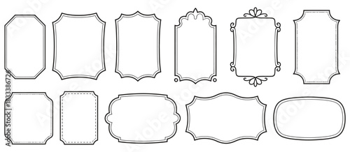 elegant vintage frames and retro label set, isolated on white, suitable for classic design, decorative borders, invitations, greeting cards, branding, packaging, and sophisticated vector illustrations