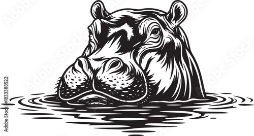 Stylized hippo silhouette vector design