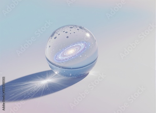 Galaxy within a Crystal Sphere casting a Starburst Shadow