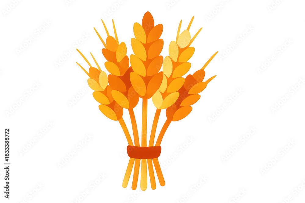 Naklejka premium Golden wheat ears tied into a bundle, representing harvest, agriculture, and abundance on a transparent background