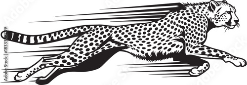 Dynamic running cheetah silhouette vector
