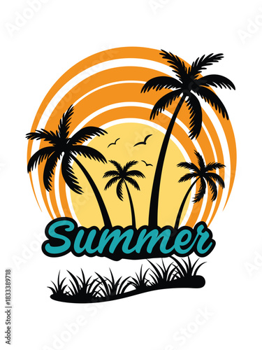Wallpaper Mural Stylized Summer Logo Illustration | Bright Seasonal Design Artwork Torontodigital.ca