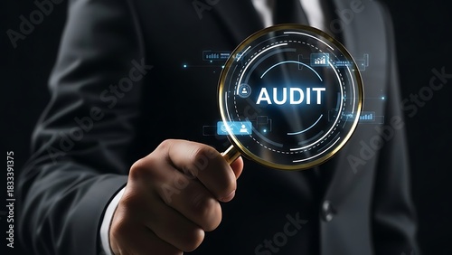 Magnifying business insights a professional conducting an advanced digital audit for data integrity