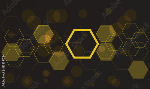 Futuristic Yellow Hexagon geometric Tech Background. Digital hexagon background for decoration, book cover, template.