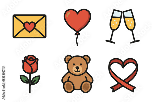 Emojis related to romance, love, and Valentine's Day