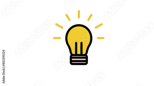 Light bulb icon yellow lamp glowing creative idea innovation inspiration simple design isolated on transparency background flat style modern symbol for creativity and bright thinking