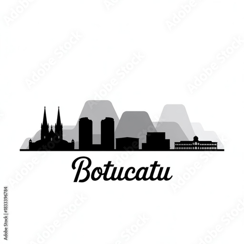 Wallpaper Mural Botucatu São Paulo Skyline Silhouette — Brazilian Paulista Plateau City Vector Illustration Torontodigital.ca