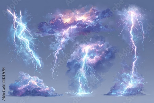 Spectacular electrical storm at night over water displays powerful lightning strikes from ominous dark clouds