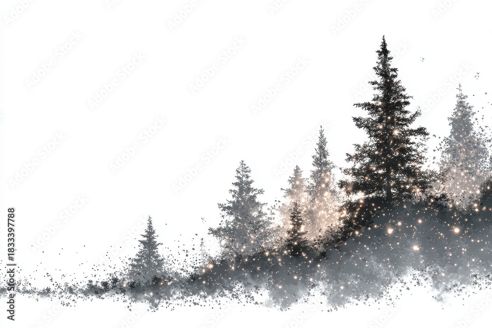Fototapeta premium Golden christmas stars and twinkling glitter fall against a bright white background, adding sparkle and festive cheer to the holiday season, beautiful for background usage