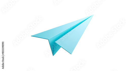 Free Download Light blue paper airplane isolated on transparency background, symbolizing creativity, simplicity, and childhood fun, often used for education, travel, or communication concepts - GFXLoad