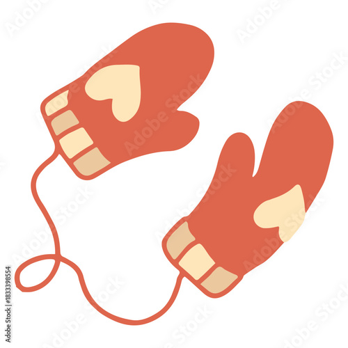 Winter red mittens flat