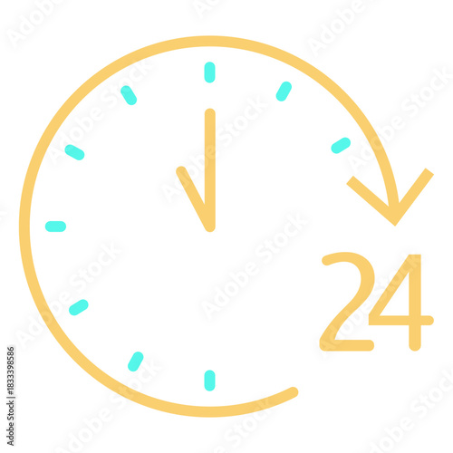 Analog clock 24 stroke icon