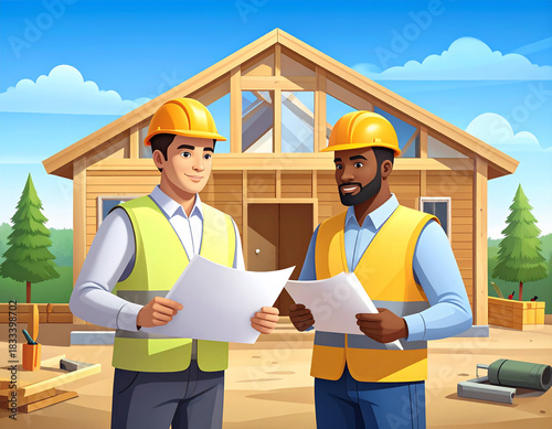 Team at a small residential construction site