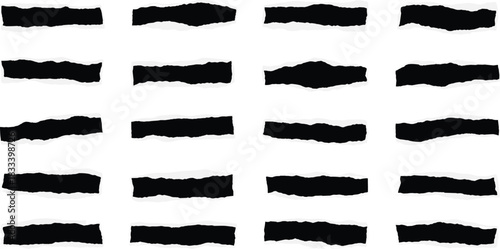 Seamless Collection of Ripped Paper Edges Torn Texture Vector Set for Graphic Design Backgrounds, Black and White Hole Elements