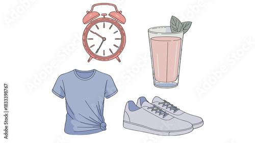 A curated collection of essential everyday objects with a subtle pastel color palette.