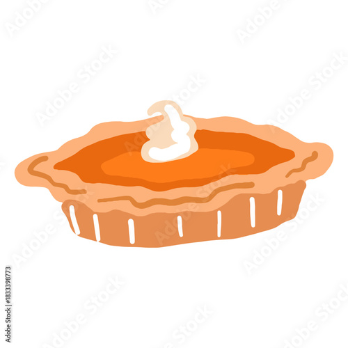 Hand drawn glossy pumpkin pie