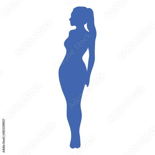 Sexy girl profile silhouette blue
