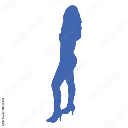 Sexy girl high heels profile silhouette blue