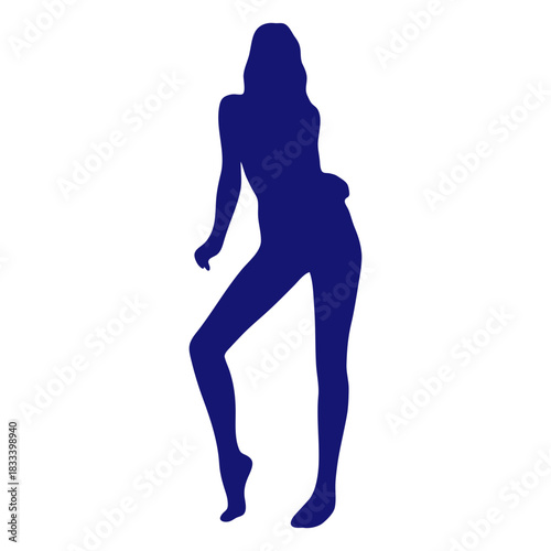 Sexy girl tip toe silhouette blue